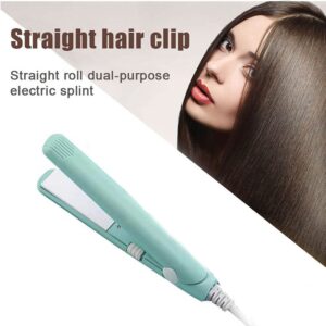 Mini Hair Straightener 2 in 1 Flat Hair Iron Travel Size for Short Hairs Bangs Long Hair (Green)