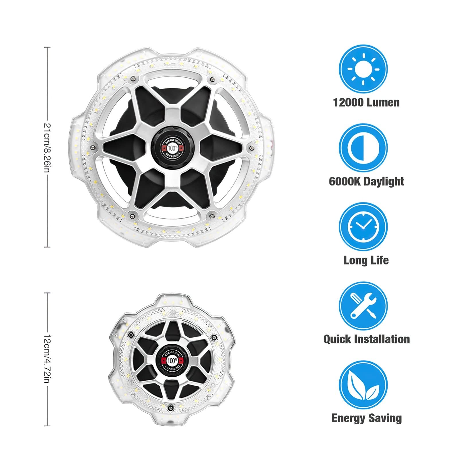 URBERY 120w Garage Light Round 5-Head Lighting, Bright Led Garage Light, Led Light Bulbs for Barn