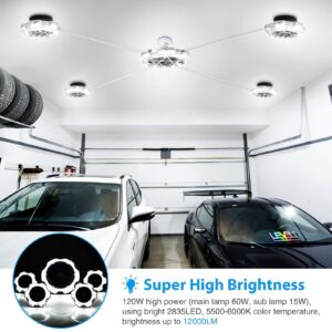 URBERY 120w Garage Light Round 5-Head Lighting, Bright Led Garage Light, Led Light Bulbs for Barn