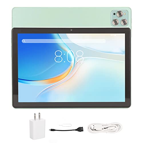 Shanrya Gaming Tablet, Octa Core 100 to 240V USB C Rechargeable 10in Tablet 6GB RAM 256GB ROM for Entertainment (Green)