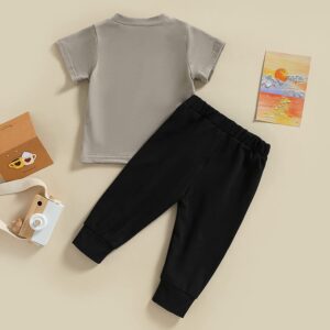 Twopumpkin Toddler Baby Boy Letter Print T Shirts Top and Pants Summer Clothes Cute Infant Outfits for Boys (A Mamas Lil HUNK Gray,6-12 Months)