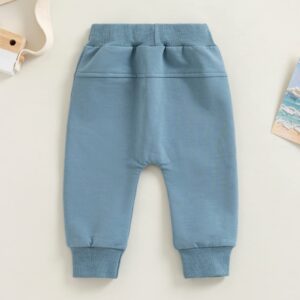 COORALLY Baby Boys Drawstring Solid Harem Pants Trousers Toddler Boy Active Joggers Pants Sweatpants Pockets Leggings (A-Blue, 2-3 Years)