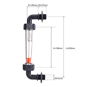 Waterflow Meter, Easy Reading Liquid Flow Measuring Tool 10-100LPH Tube Type ABS Plastic for Various Liquid Media