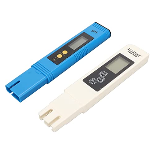 Water Tester, Temperature Compensation Backlight Function EC Testing Pen Lightweight Portable Blue White ABS Plastic for Alkaline Tap Water