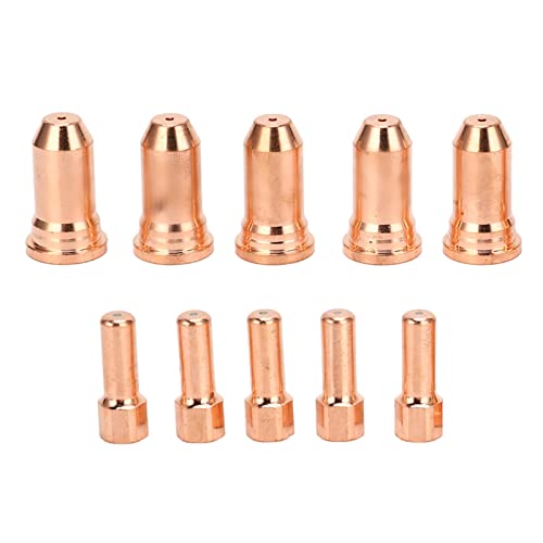 Plasma Cutter Torch Nozzle, 10Pcs Copper Standard Size Lightweight Nozzle Electrode Kit High Temperature Resistant Easy to Use for Replacement