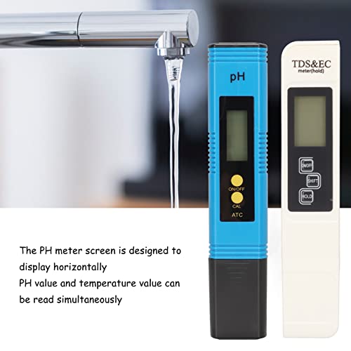 Water Tester, Temperature Compensation Backlight Function EC Testing Pen Lightweight Portable Blue White ABS Plastic for Alkaline Tap Water