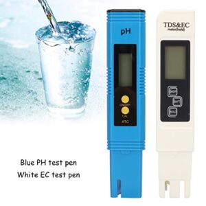 Water Tester, Temperature Compensation Backlight Function EC Testing Pen Lightweight Portable Blue White ABS Plastic for Alkaline Tap Water