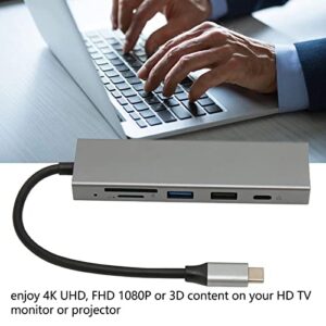 USB C Hub, Aluminum Alloy USB C Adapter 6 in 1 100W PD Charging for Monitor