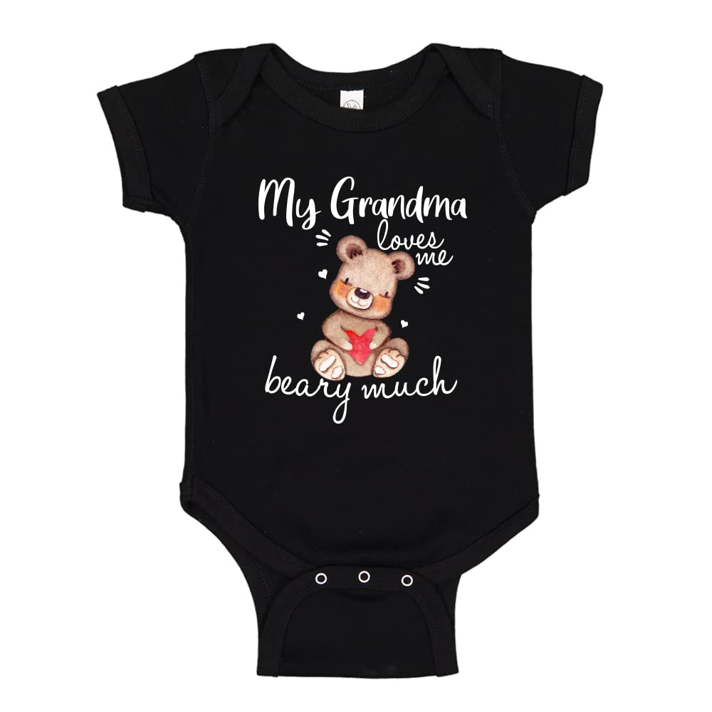 My Grandma Loves Me Beary Much Baby One Piece Bodysuit 6 mo Black