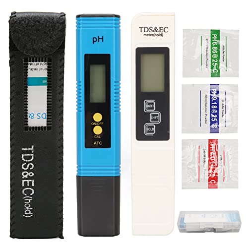 Water Tester, Temperature Compensation Backlight Function EC Testing Pen Lightweight Portable Blue White ABS Plastic for Alkaline Tap Water