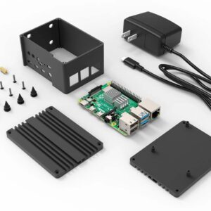 Raspberry Pi 4 Model B 4GB Kit - Aluminum Case, Fully Assembled, 4GB RAM, 64GB SD Card, Power Supply