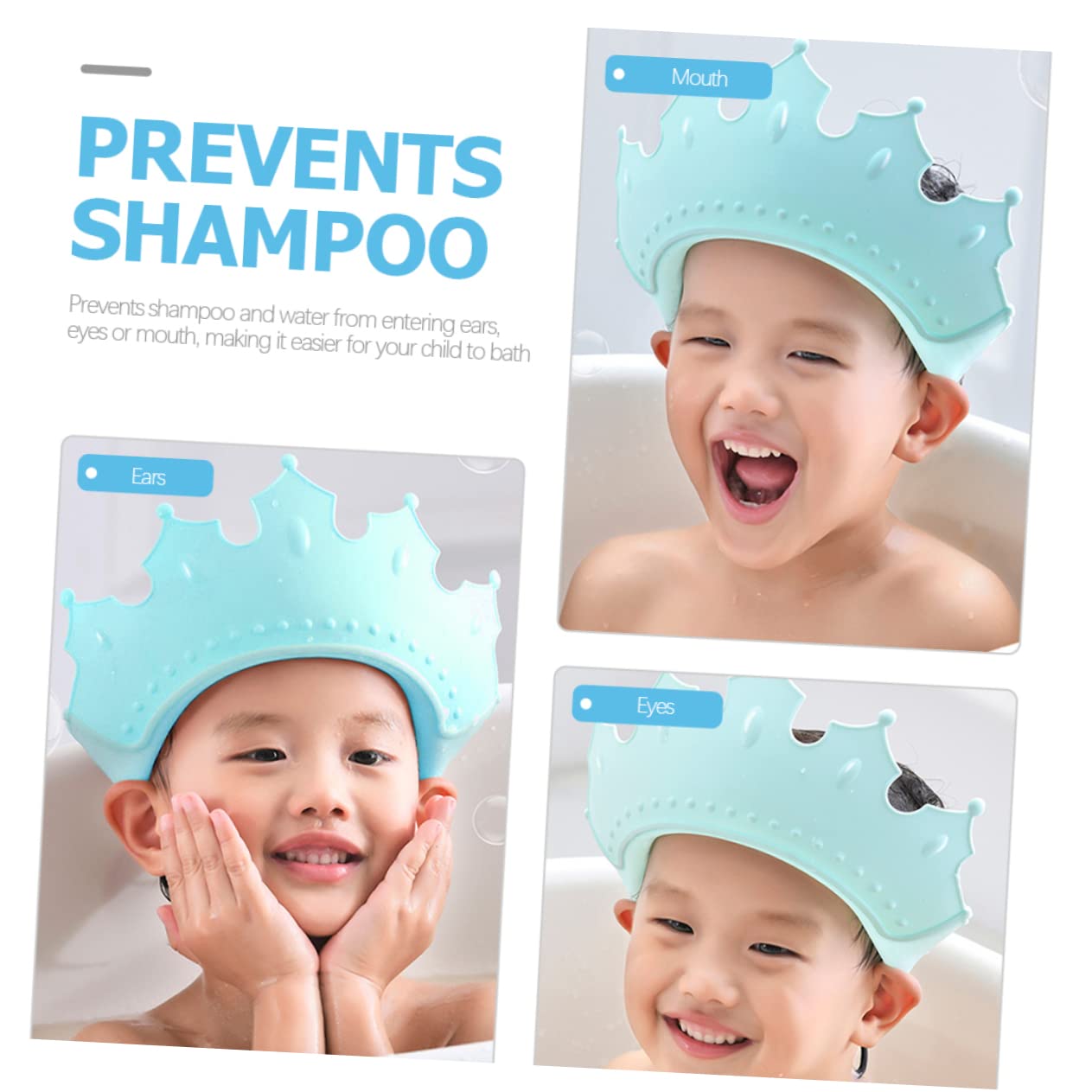 Plastic Shower Cap Shower Bathing Bath Shampoo Safe Visor Hair Soft Cap Blue for Supplies Washing Shape Hat Green Crown Adjustable Caps Silicone Swim Cap