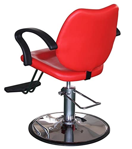 Funnylife Red Round Base Hydraulic Pump Styling Chair Barber Chair Salon Beauty Equipment