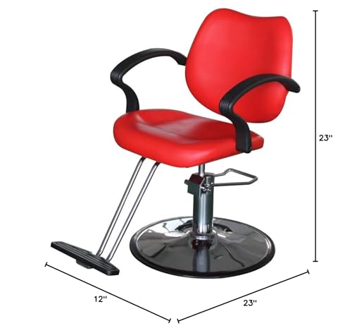 Funnylife Red Round Base Hydraulic Pump Styling Chair Barber Chair Salon Beauty Equipment