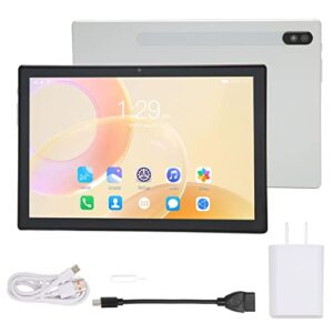 10 Inch Tablet, Dual Camera White Octa Core CPU 5G WiFi Office Tablet for School (US Plug)