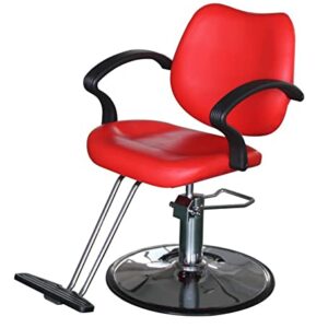 Funnylife Red Round Base Hydraulic Pump Styling Chair Barber Chair Salon Beauty Equipment