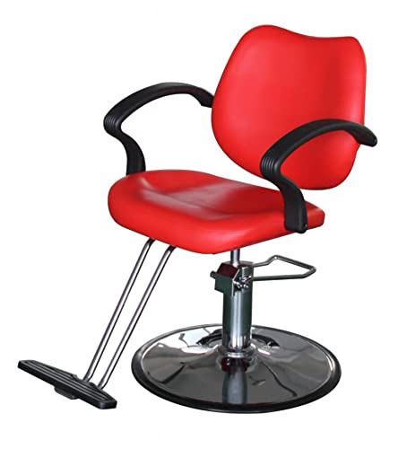 Funnylife Red Round Base Hydraulic Pump Styling Chair Barber Chair Salon Beauty Equipment