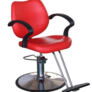 Funnylife Red Round Base Hydraulic Pump Styling Chair Barber Chair Salon Beauty Equipment