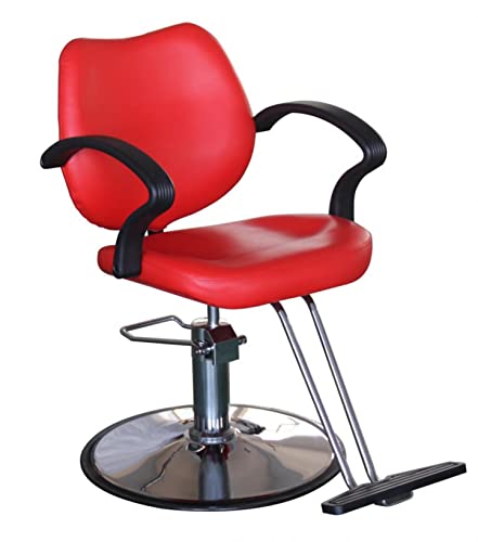 Funnylife Red Round Base Hydraulic Pump Styling Chair Barber Chair Salon Beauty Equipment