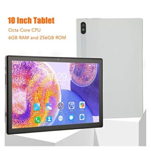 10 Inch Tablet, Dual Camera White Octa Core CPU 5G WiFi Office Tablet for School (US Plug)