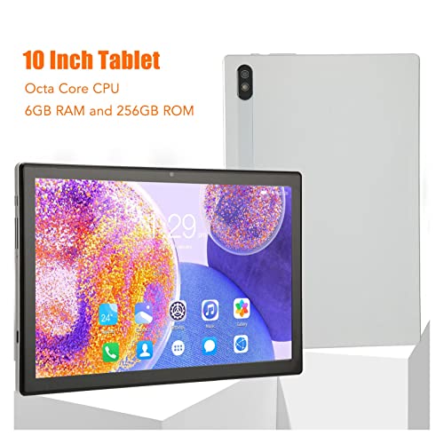 10 Inch Tablet, Dual Camera White Octa Core CPU 5G WiFi Office Tablet for School (US Plug)