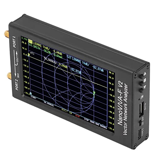 Oumefar Vector Network Analyzer, Full Touch Screen HF VHF UHF Antenna Analyzer Shielding Electromagnetic Interference with Aluminum Case for Short  Precisionmeasuring