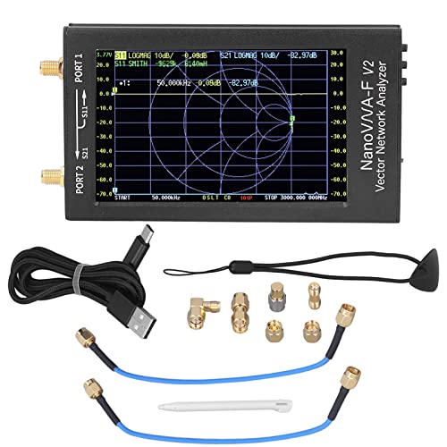 Oumefar Vector Network Analyzer, Full Touch Screen HF VHF UHF Antenna Analyzer Shielding Electromagnetic Interference with Aluminum Case for Short  Precisionmeasuring