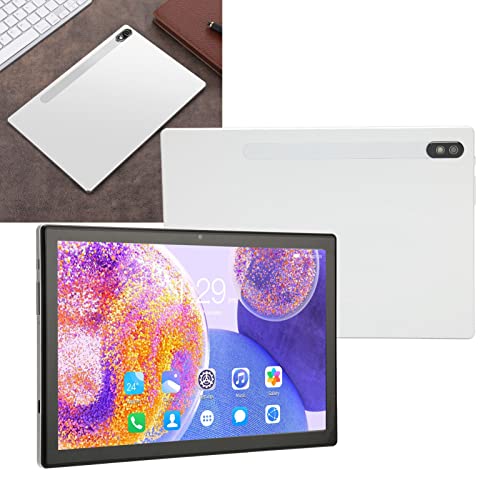 10 Inch Tablet, Dual Camera White Octa Core CPU 5G WiFi Office Tablet for School (US Plug)