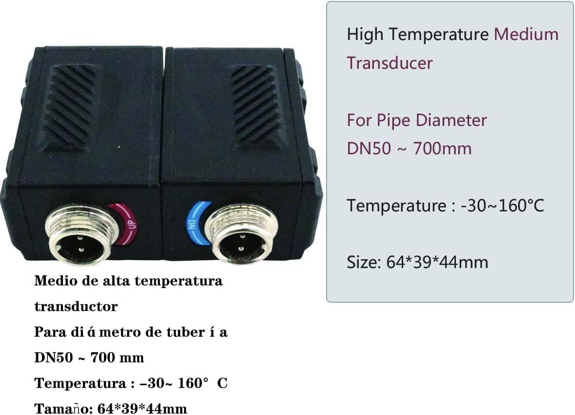 CNYST Liquid Flow Meter Ultrasonic Flowmeter with High Temperature Medium Transducer TM-1-HT and HM-HT Medium Bracket for Pipe Diameter DN50 to 300mm Max Liquid Temperature 160 Degrees Celsius