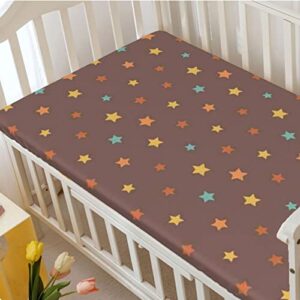 Star Themed Fitted Crib Sheet,Standard Crib Mattress Fitted Sheet Toddler Bed Mattress Sheets-Baby Crib Sheets for Girl or Boy,28“ x52“,Multicolor