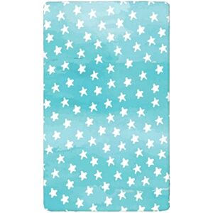 Star Themed Fitted Mini Crib Sheets,Portable Mini Crib Sheets Ultra Soft Material-Baby Sheet for Boys Girls,24“ x38“,Pale Blue and White