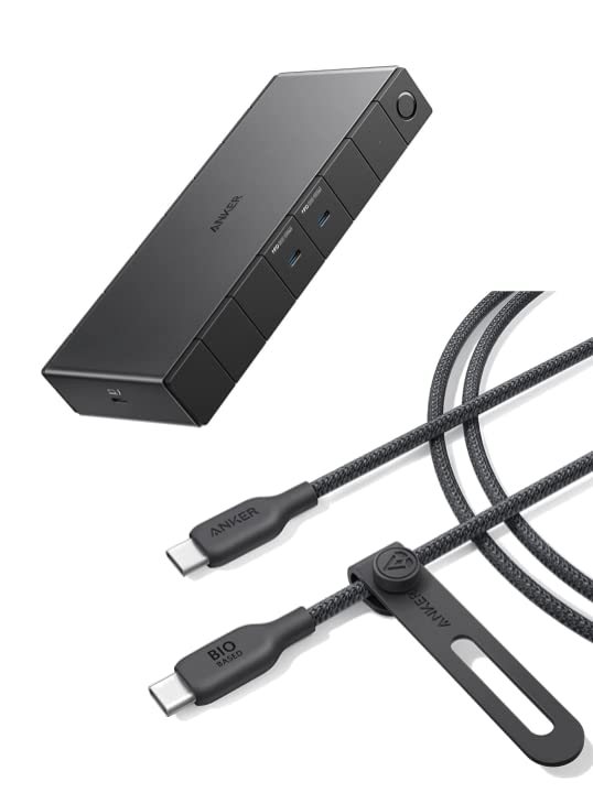 Anker 543 USB C to USB C Cable (140W, 6ft), USB 2.0 Bio-Nylon Charging Cable & Anker 778 Thunderbolt Docking Station (12-in-1, Thunderbolt 4), 40 Gbps with Max 100W Charging