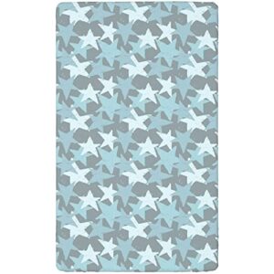 Star Themed Fitted Mini Crib Sheets,Portable Mini Crib Sheets Soft & Stretchy Fitted Crib Sheet-Crib Mattress Sheet or Toddler Bed Sheet,24“ x38“,Seafoam and Baby Blue