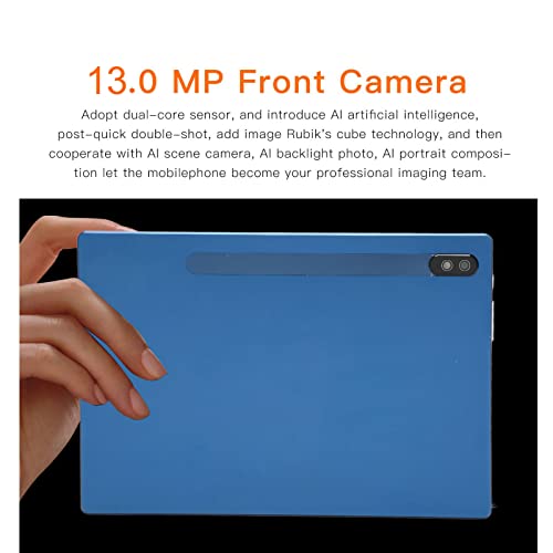 10 Inch Tablet, Office Tablet Blue 2 Card Slots Dual Camera (US Plug)