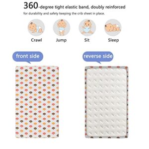 Seashells Themed Fitted Crib Sheet,Standard Crib Mattress Fitted Sheet Ultra Soft Material-Baby Sheet for Boys Girls,28“ x52“,Multicolor