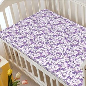 Purple Themed Fitted Mini Crib Sheets,Portable Mini Crib Sheets Ultra Soft Material-Great for Boy or Girl Room or Nursery,24“ x38“,Lilac White Blue Violet