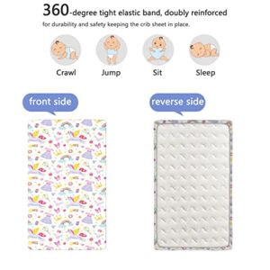 Rainbow Themed Fitted Crib Sheet,Standard Crib Mattress Fitted Sheet Soft and Breathable Bed Sheets-Great for Boy or Girl Room or Nursery,28“ x52“,Multicolor