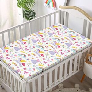 Rainbow Themed Fitted Crib Sheet,Standard Crib Mattress Fitted Sheet Soft and Breathable Bed Sheets-Great for Boy or Girl Room or Nursery,28“ x52“,Multicolor