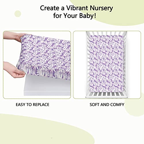 Purple Themed Fitted Mini Crib Sheets,Portable Mini Crib Sheets Ultra Soft Material-Great for Boy or Girl Room or Nursery,24“ x38“,Lilac White Blue Violet