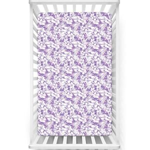 purple themed fitted mini crib sheets,portable mini crib sheets ultra soft material-great for boy or girl room or nursery,24“ x38“,lilac white blue violet