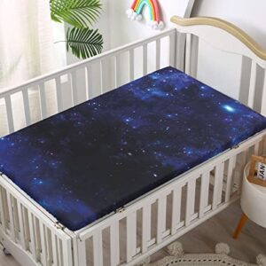 Sky Themed Fitted Mini Crib Sheets,Portable Mini Crib Sheets Soft and Breathable Bed Sheets-Crib Mattress Sheet or Toddler Bed Sheet,24“ x38“,Black Pink Blue