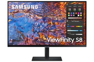 samsung viewfinity s8 series 32-inch 4k uhd high resolution monitor, ips panel, 60hz, thunderbolt 4, hdr 10+, built-in speakers, height adjustable stand (ls32b804pxnxgo),black