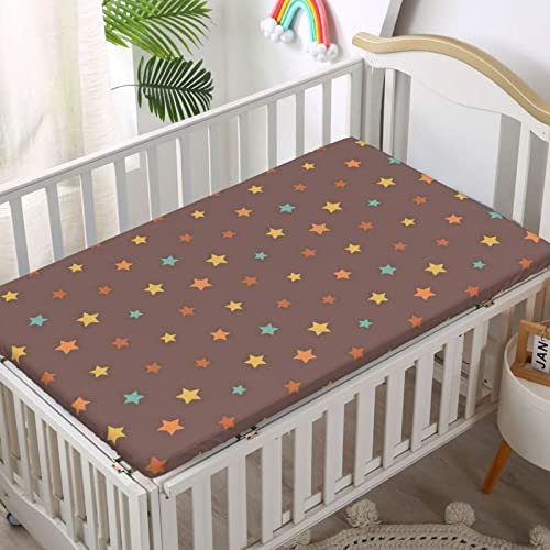 Star Themed Fitted Crib Sheet,Standard Crib Mattress Fitted Sheet Toddler Bed Mattress Sheets-Baby Crib Sheets for Girl or Boy,28“ x52“,Multicolor