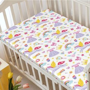 Rainbow Themed Fitted Crib Sheet,Standard Crib Mattress Fitted Sheet Soft and Breathable Bed Sheets-Great for Boy or Girl Room or Nursery,28“ x52“,Multicolor