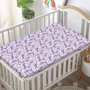 Purple Themed Fitted Mini Crib Sheets,Portable Mini Crib Sheets Ultra Soft Material-Great for Boy or Girl Room or Nursery,24“ x38“,Lilac White Blue Violet