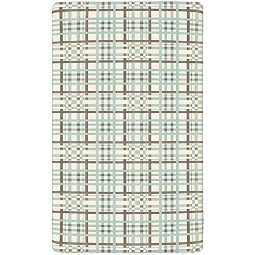 Retro Themed Fitted Mini Crib Sheets,Portable Mini Crib Sheets Soft and Breathable Bed Sheets-Baby Sheet for Boys Girls,24“ x38“,Seafoam Beige Brown