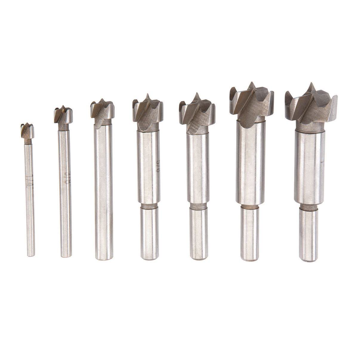 1/4 in. - 1 in. Forstner Drill Bit Set with 3/8 in. Shanks, 7 Piece