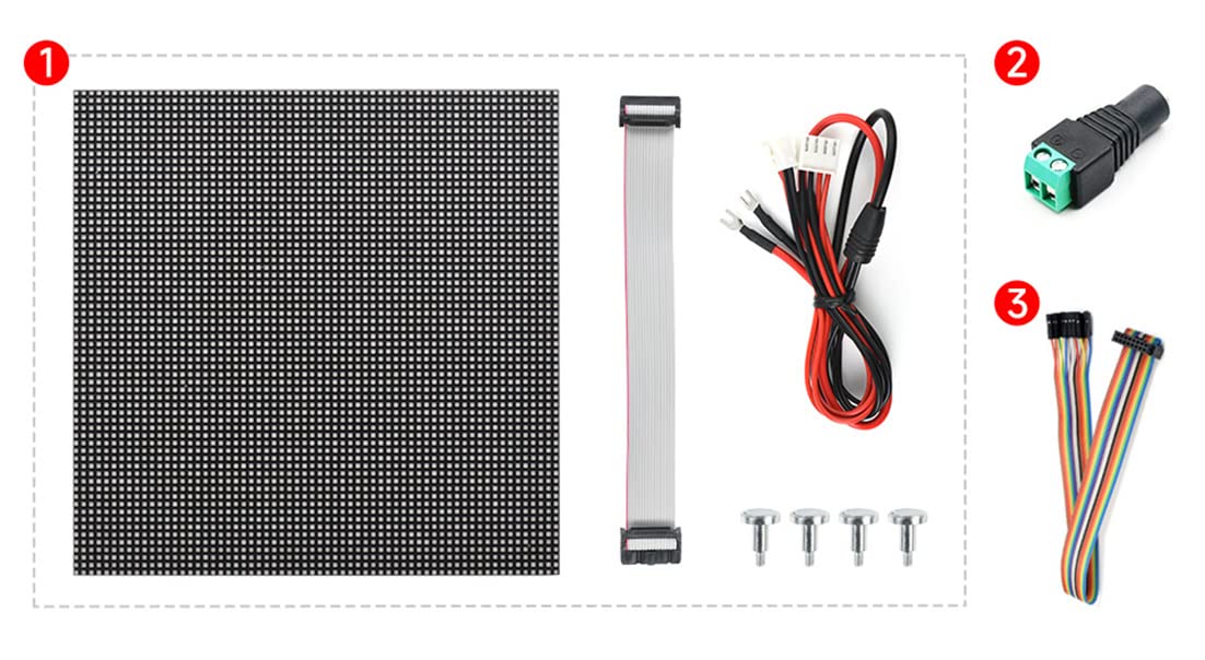 RGB Full-Color LED Matrix Panel, 64×64 RGB LED Matrix Panel - 2mm Pitch for for Raspberry Pi 4B+ 4B 3B+ 3B 2B+ Zero W WH 2 W Pico ESP32 Ardui Adjustable Brightness