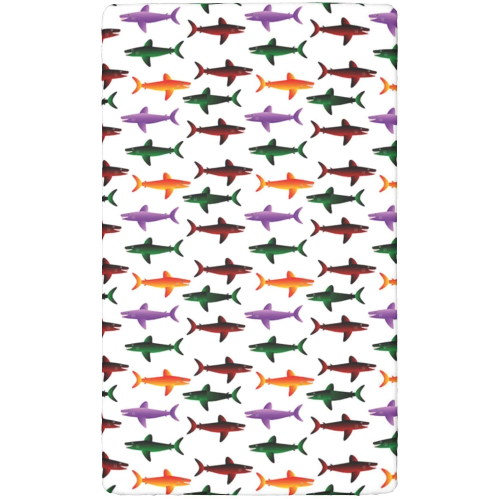 Shark Party Themed Fitted Crib Sheet,Standard Crib Mattress Fitted Sheet Toddler Bed Mattress Sheets-Baby Crib Sheets for Girl or Boy,28“ x52“,Multicolor