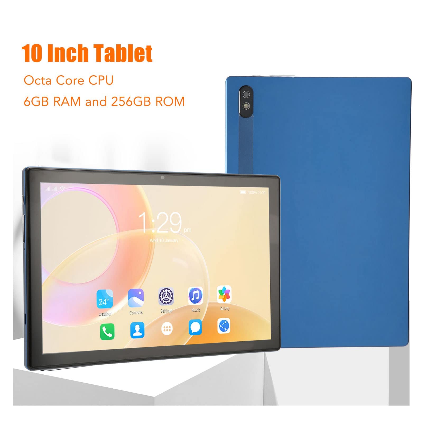 10 Inch Tablet, Dual Camera Office Tablet, IPS Screen, Blue, 2 Card Slots for Business (US Plug)